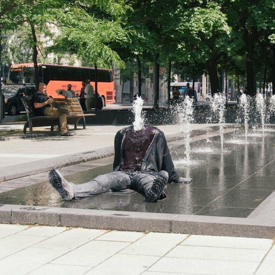 fontaine, tête, mannequin, mark jenkins