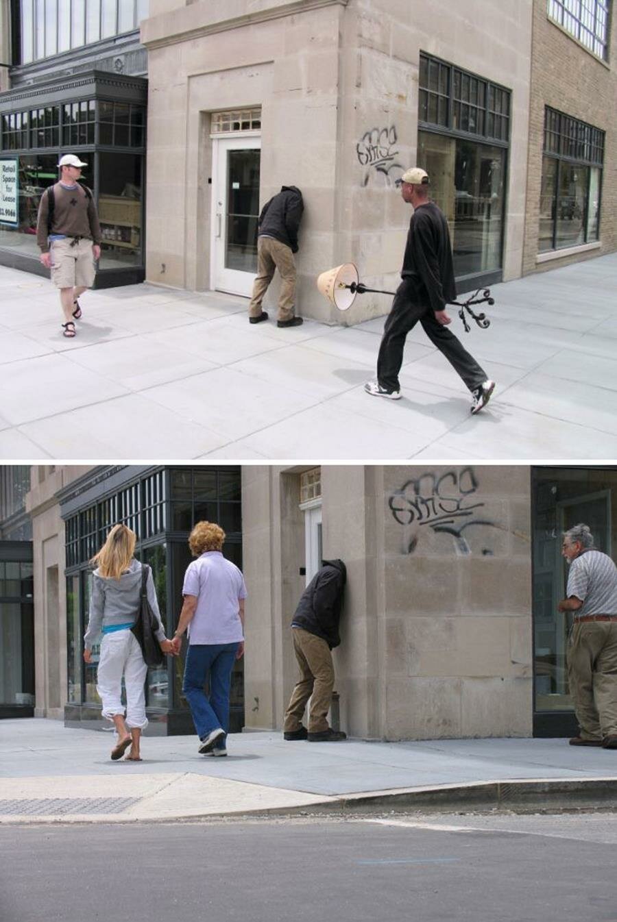 mannequin, tête, mur, mark jenkins