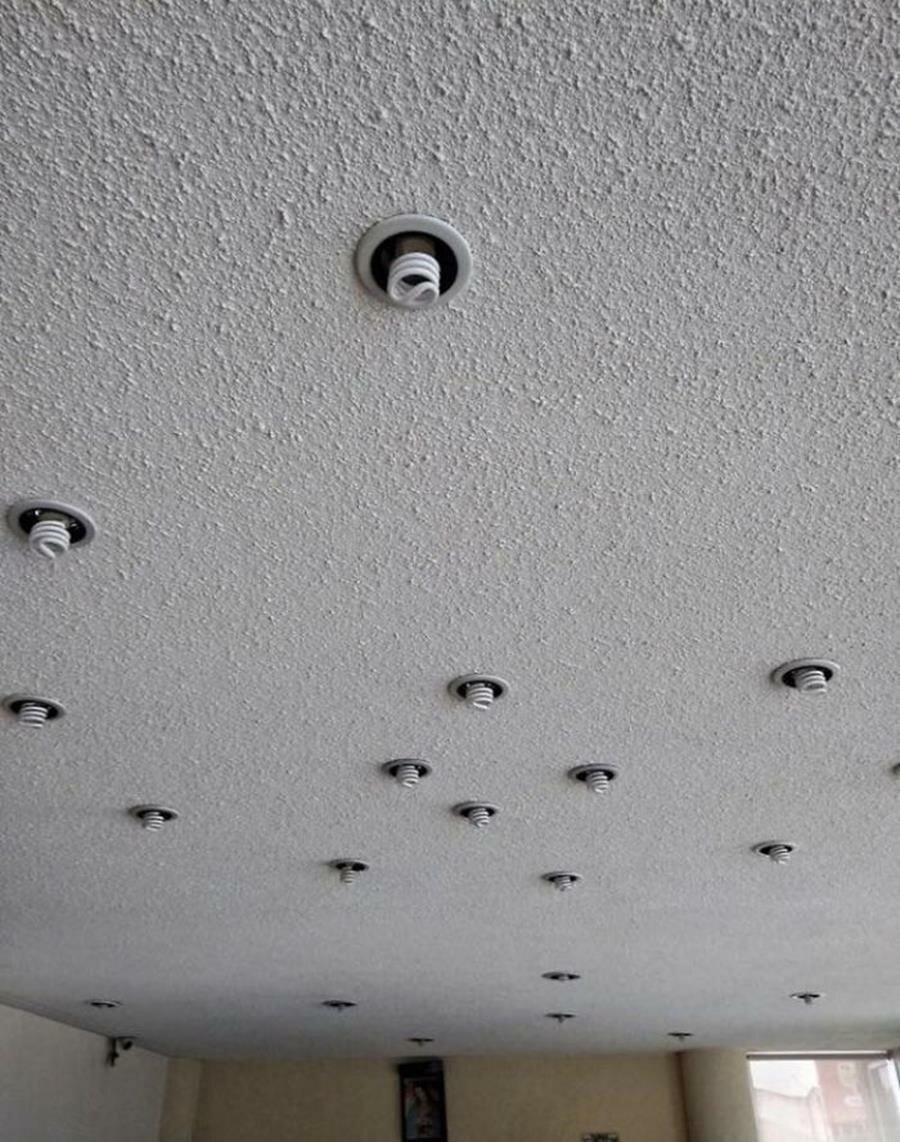 plafond, ampoules, couvert