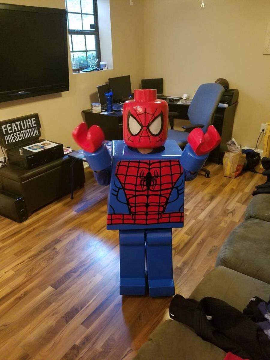 enfant, déguisement, spiderman lego