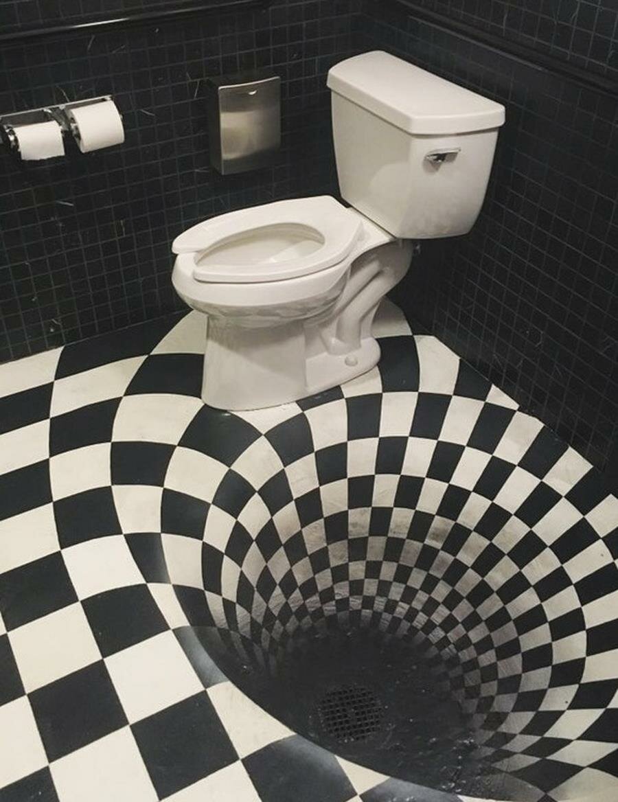 toilettes, illusion, optique