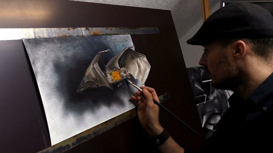 dessin, 3d, réaliste, stefan pabst, chauve souris