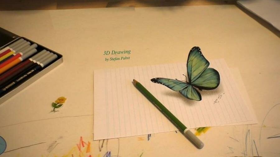 dessin, 3d, réaliste, stefan pabst, papillon