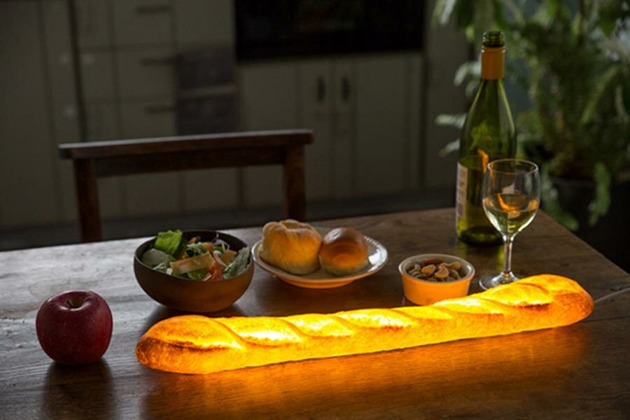 baguette, table, lampe