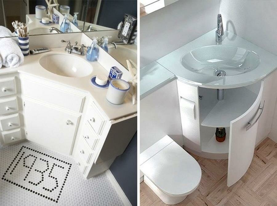 lavabo d'angle, salle de bain