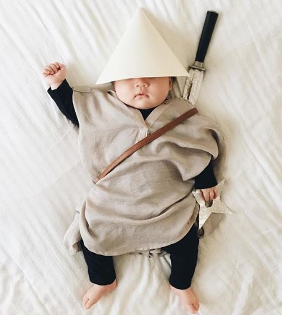 bébé, cosplay, endormi, ninja