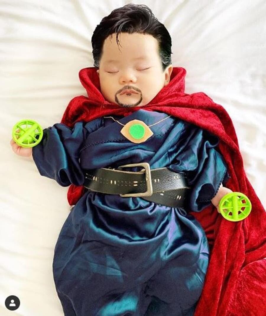 bébé, cosplay, endormi, docteur strange