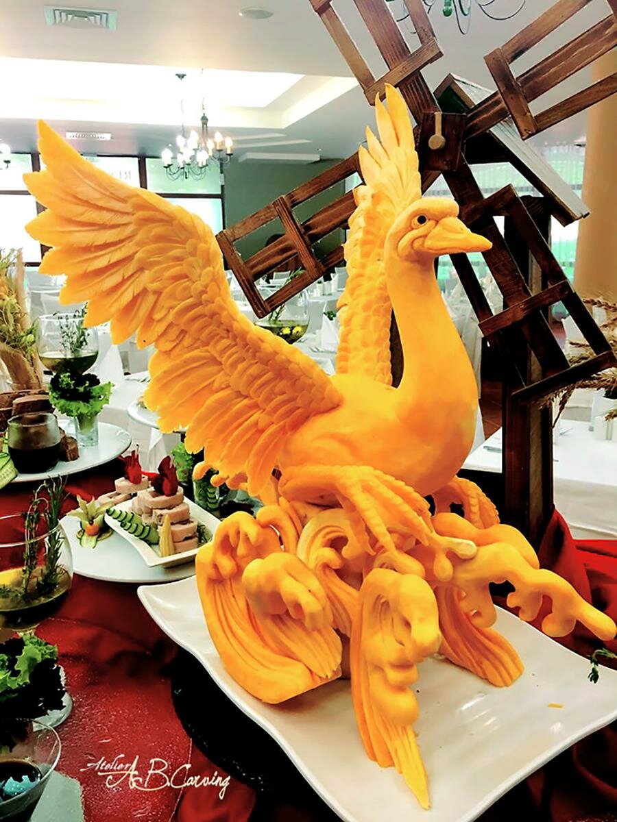 sculpture, citrouille, angel boraliev, oiseau