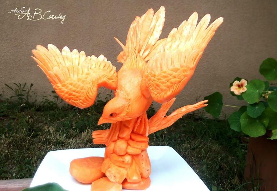 sculpture, citrouille, angel boraliev, oiseau