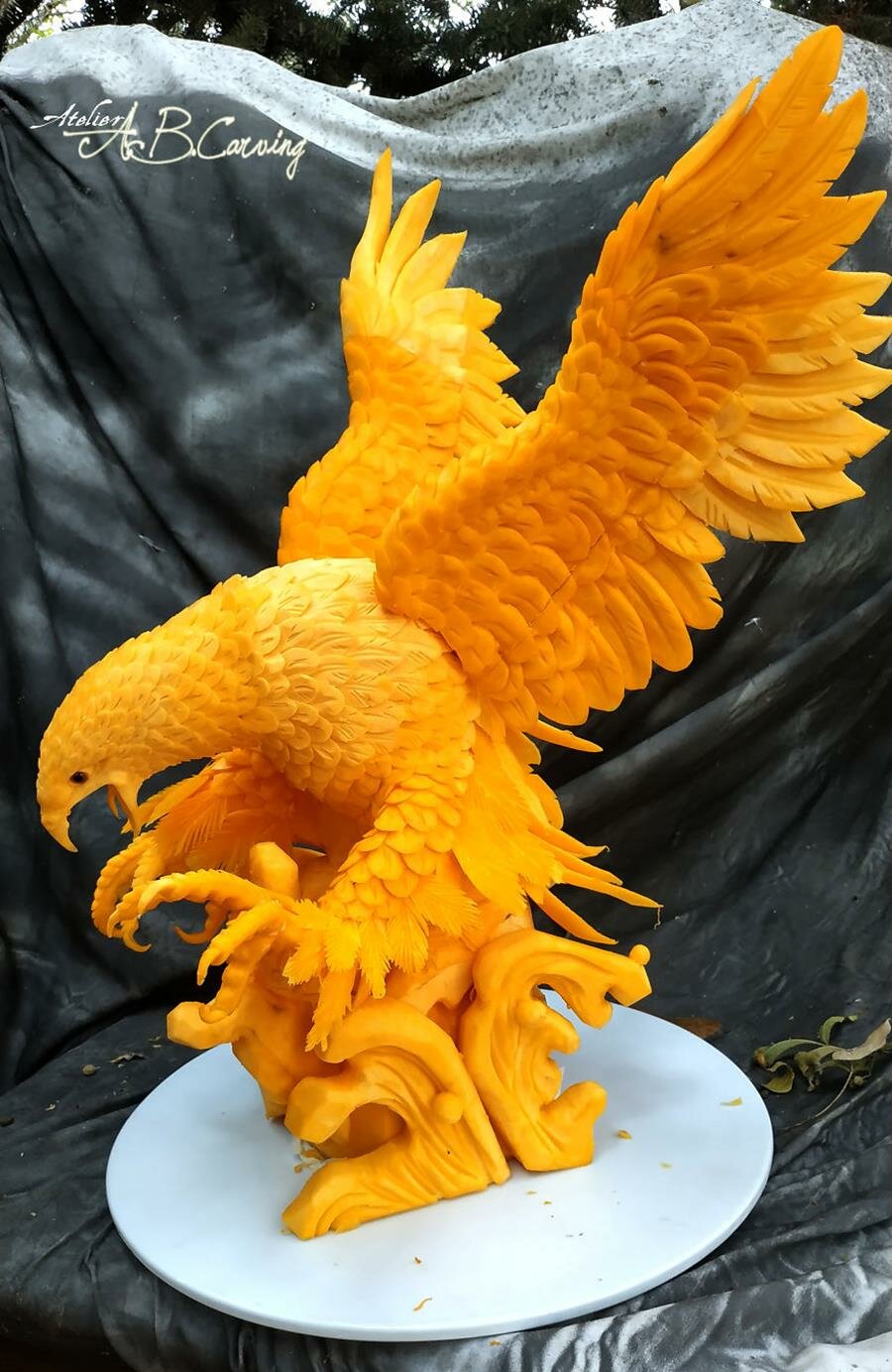 sculpture, citrouille, angel boraliev, oiseau