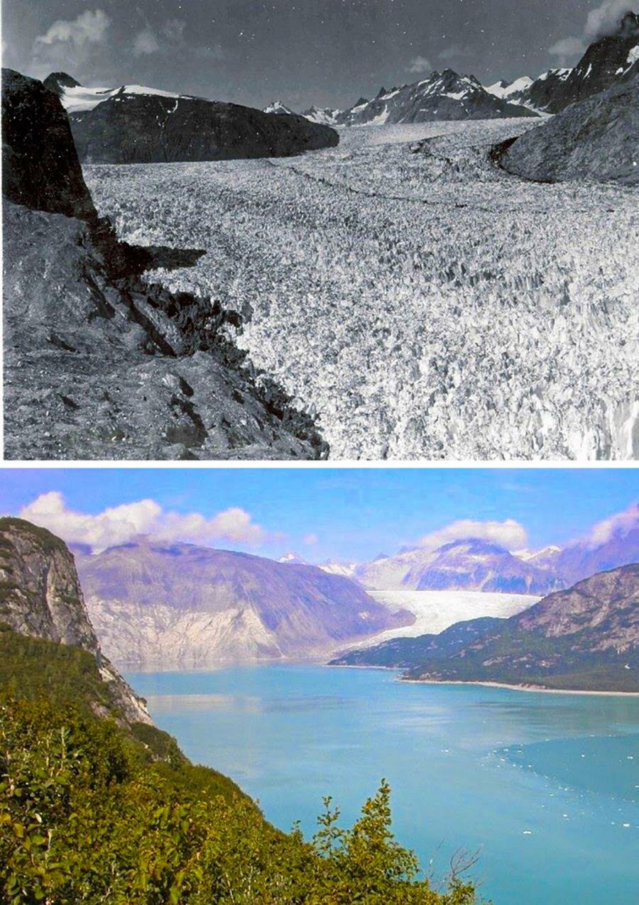 glacier, lac, fondu