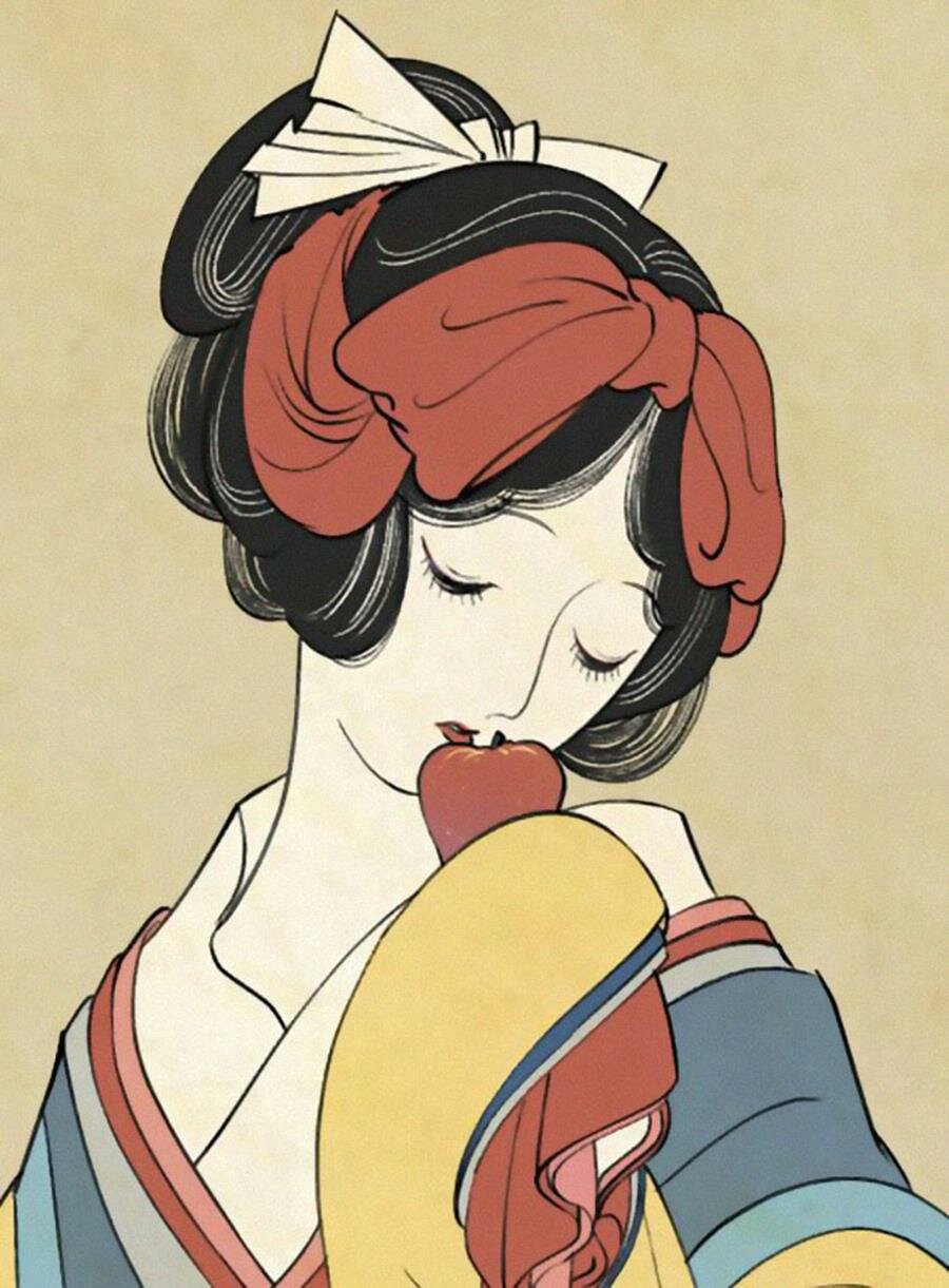 estampe japonaise, disney, blanche neige