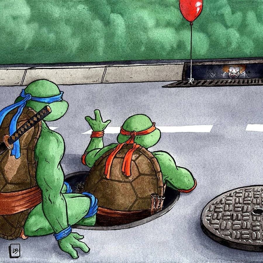 illustration, quotidien, confinement, linda bouderbala, tortues ninja