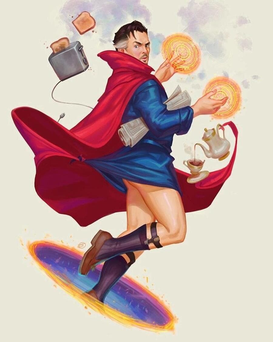 super-héros, pin-up, docteur strange