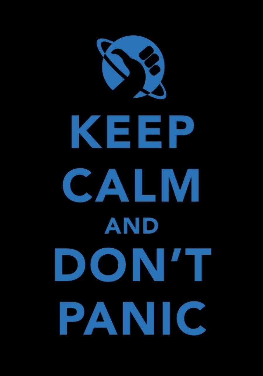 don't panic, stay calm, panique, alien, humour