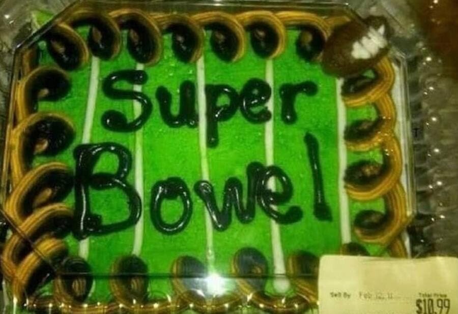 gâteau, super bowl, insolite, humour, raté