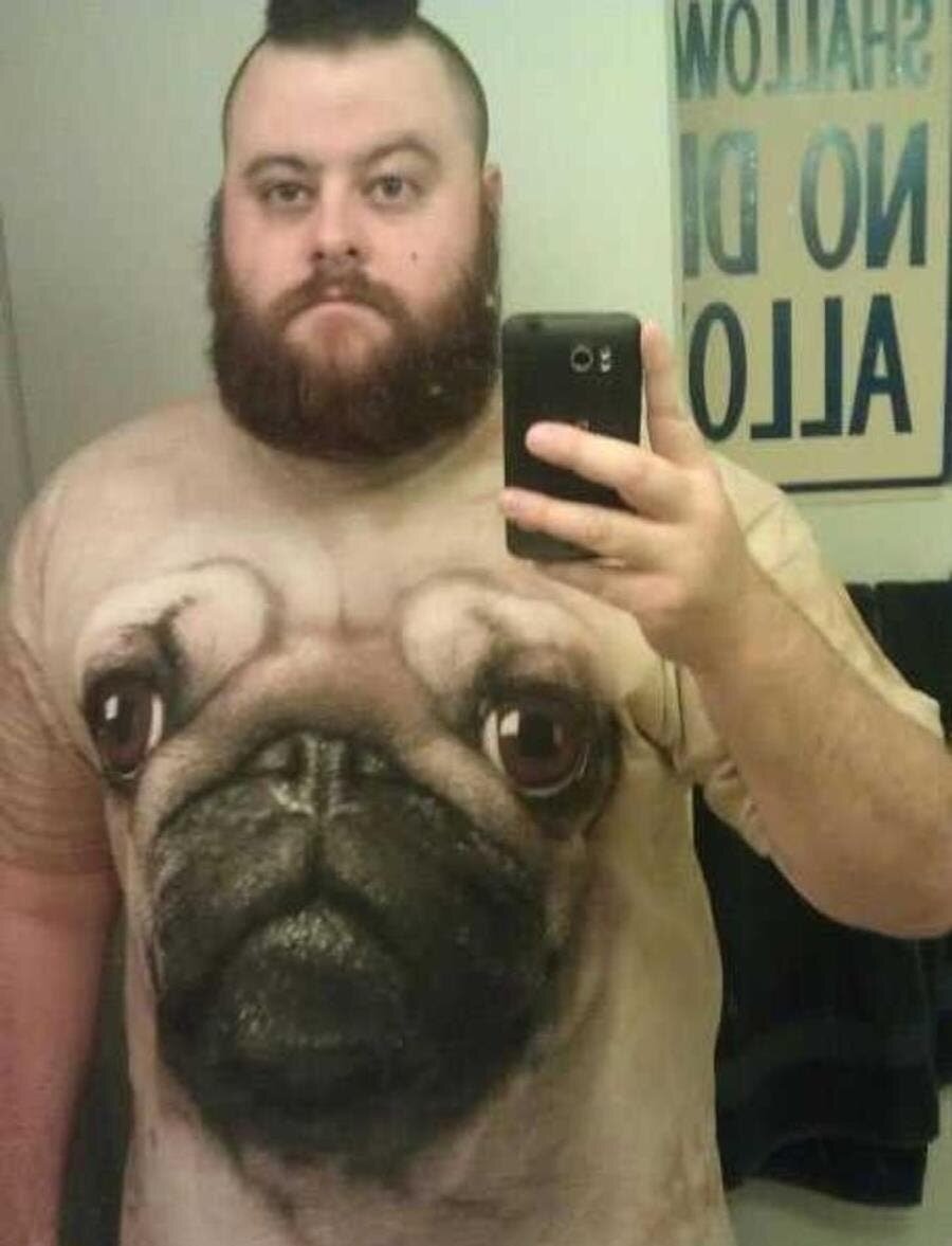 t-shirt, chien, selfie, insolite, humour