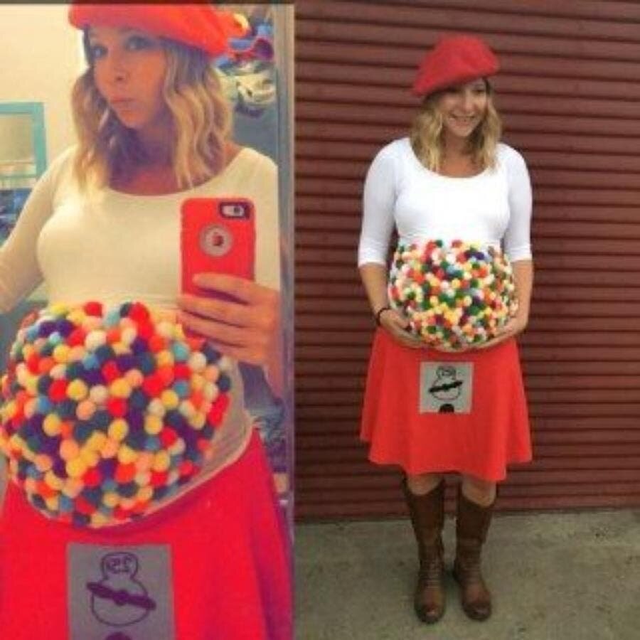 bébé, costume, femme, enceinte, drôle bonbons