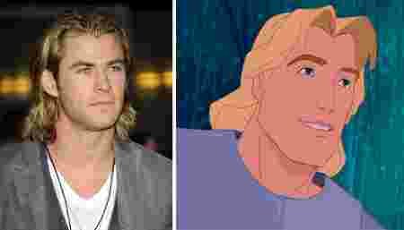 Ressemblance vie réelle et Disney Chris Hemsworth Adam Smith Pocahontas